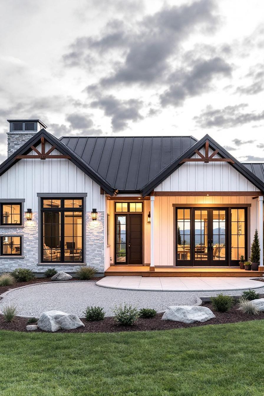 Ranch house with a sleek metal roof