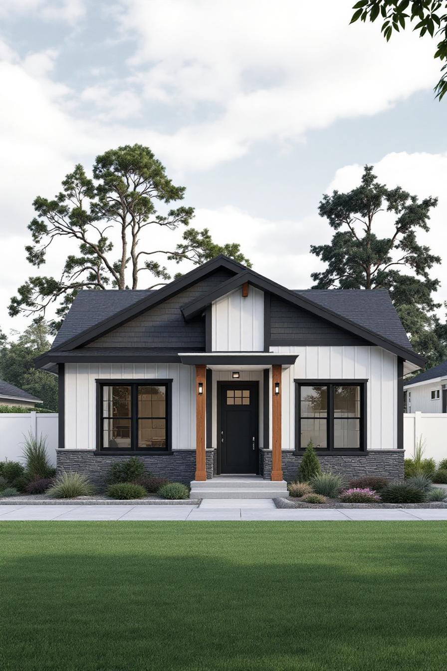 Charming Craftsman house with gabled roof and manicured lawn