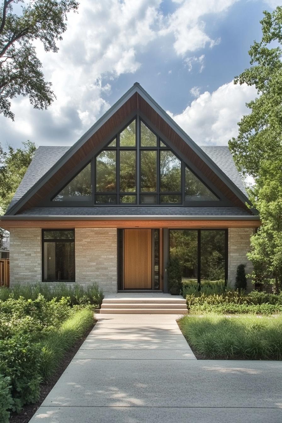 Charming dormer house surrounded by lush greenery