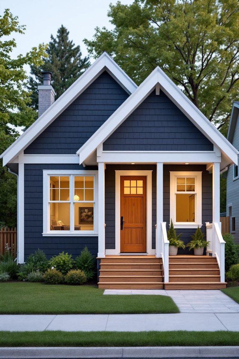 Blue Craftsman Bungalow: Timeless Elegance in Every Detail