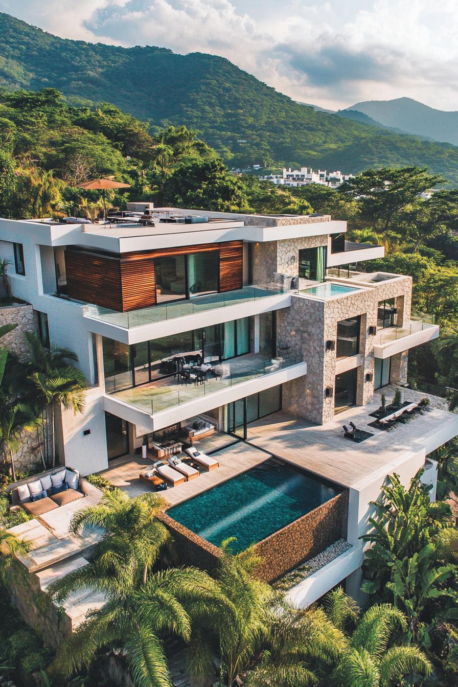 Luxurious modern villa nestled in lush hills