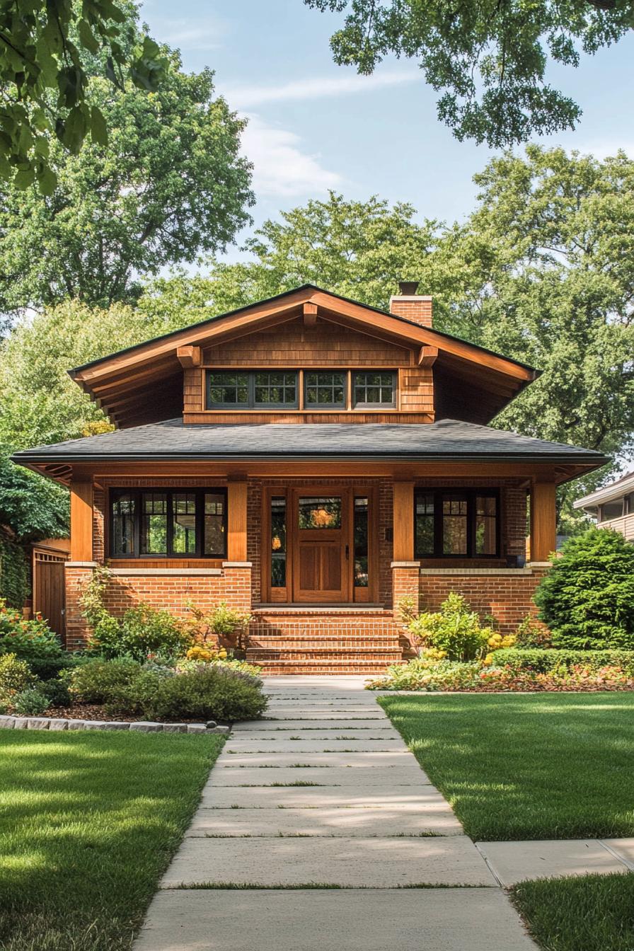 Craftsman-style bungalow with a lush garden