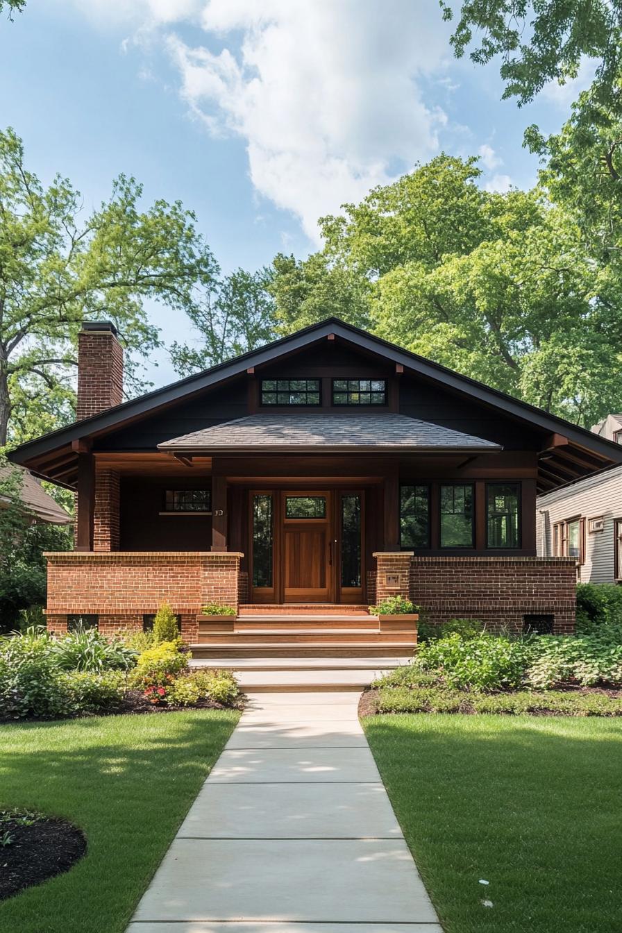 A charming Craftsman bungalow with a brick front and a welcoming porch