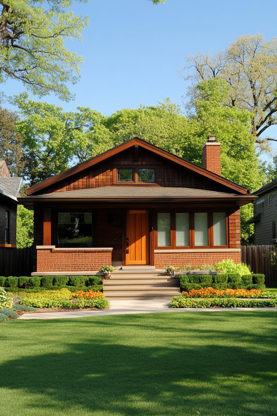 Quaint Craftsman Bungalow with Brick and Wood Elements