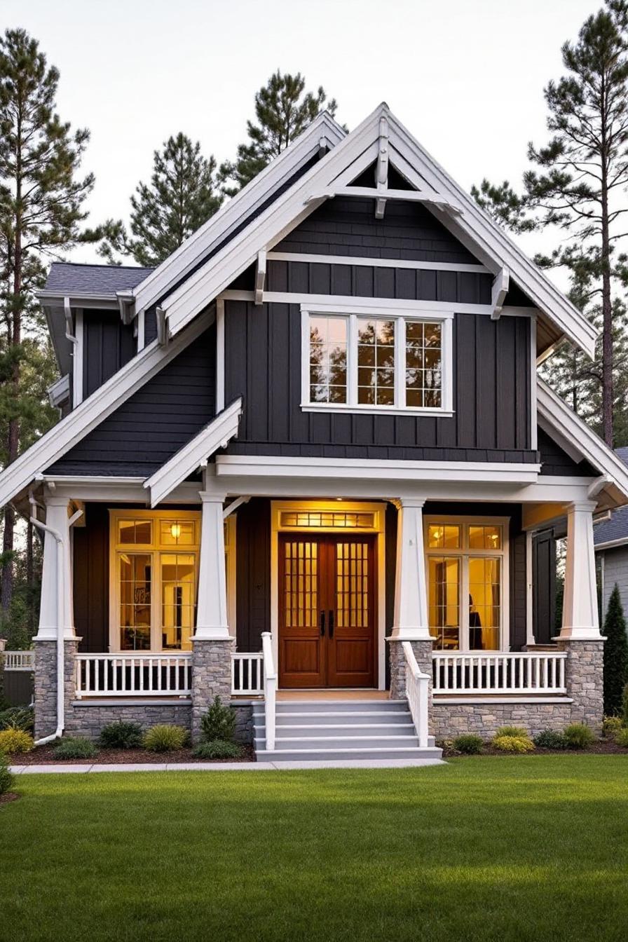 Inviting craftsman home with dark wood and white trim