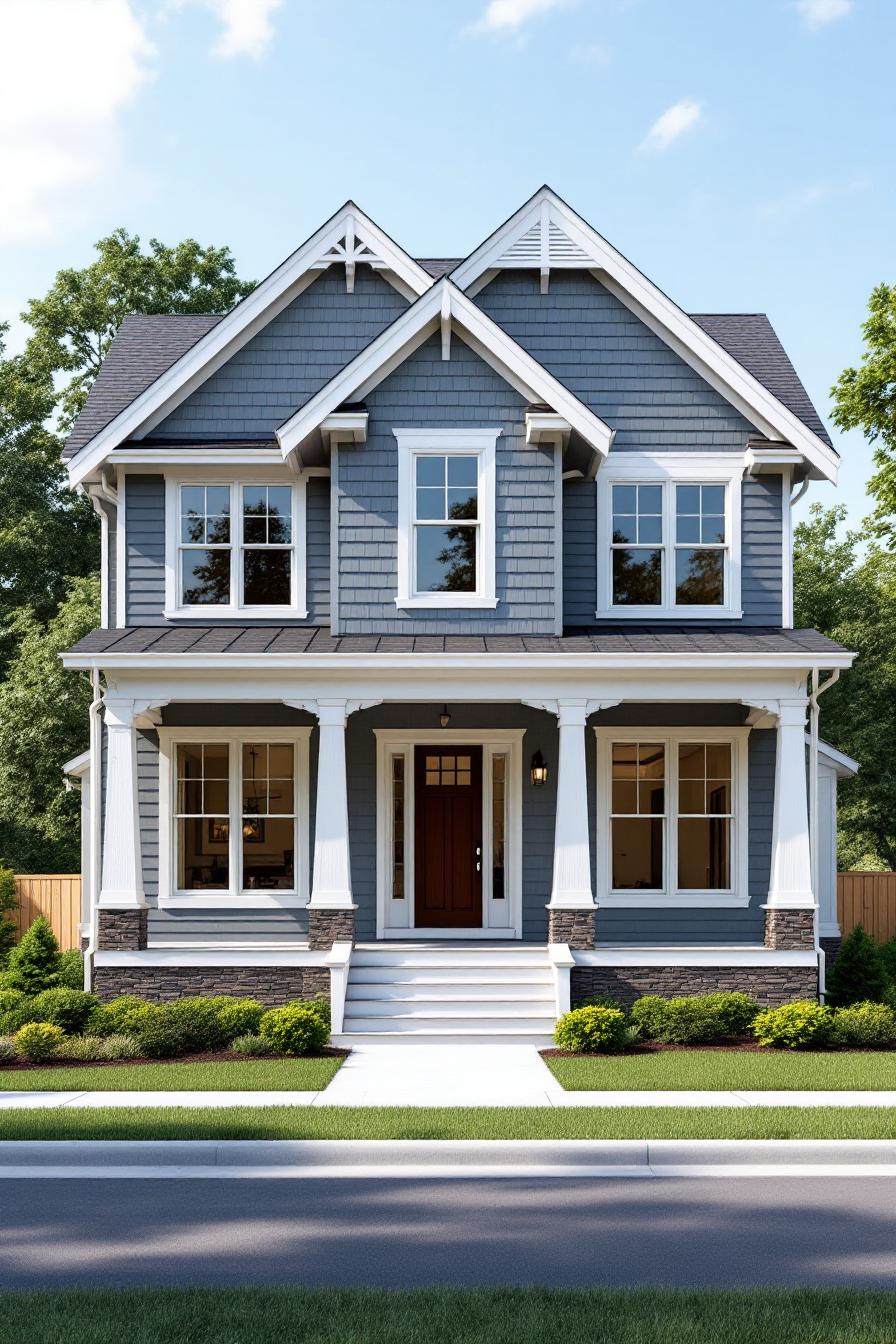 Classic American Craftsman House with Gable Roof