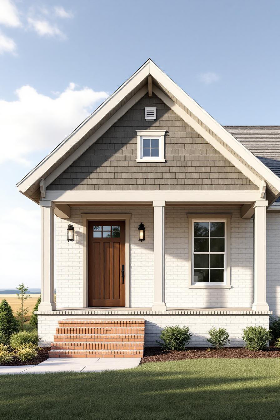 Country house with gabled roof and wooden door