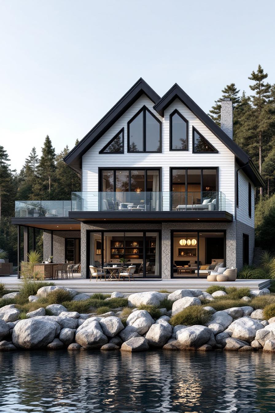 Cozy modern house by a lakeside