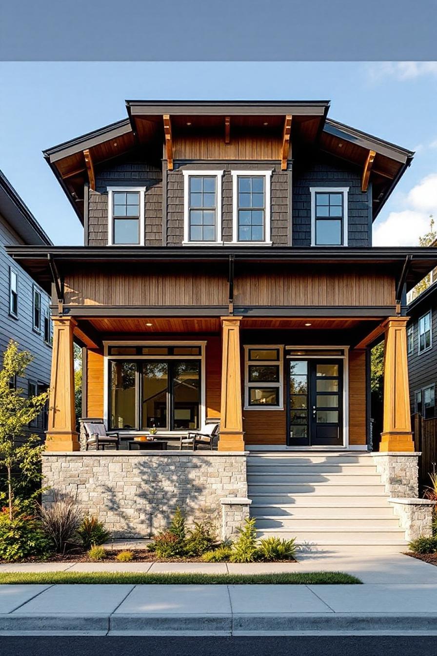 Two-story craftsman home with wooden accents