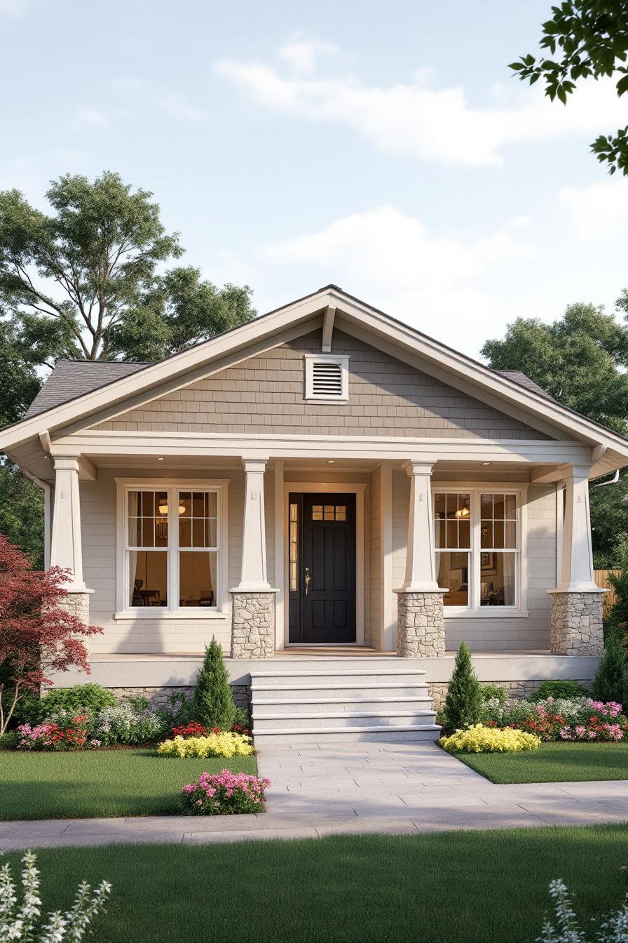 Craftsman house with stone and wood elements