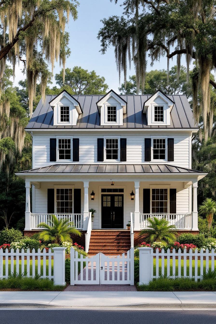 Traditional Southern-style house with a large porch and white picket fence