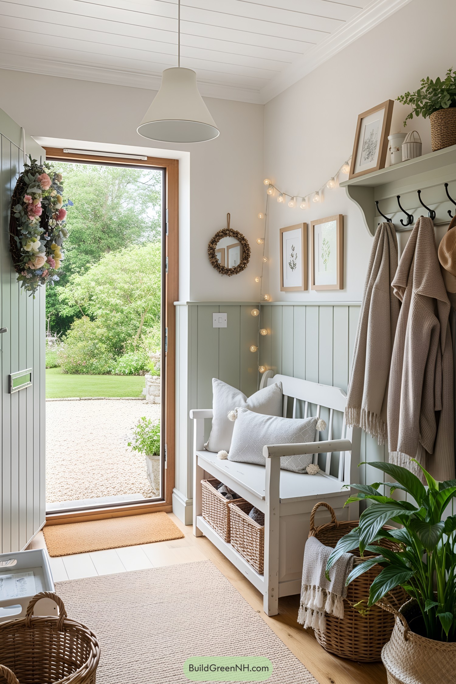 Inviting garden view from a charming hallway