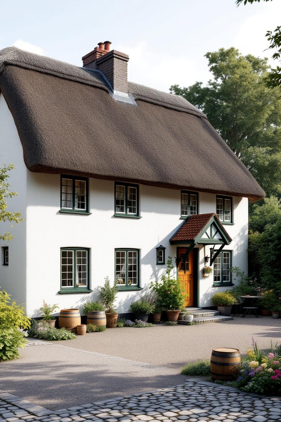 A quaint Danish cottage with a charming thatched roof
