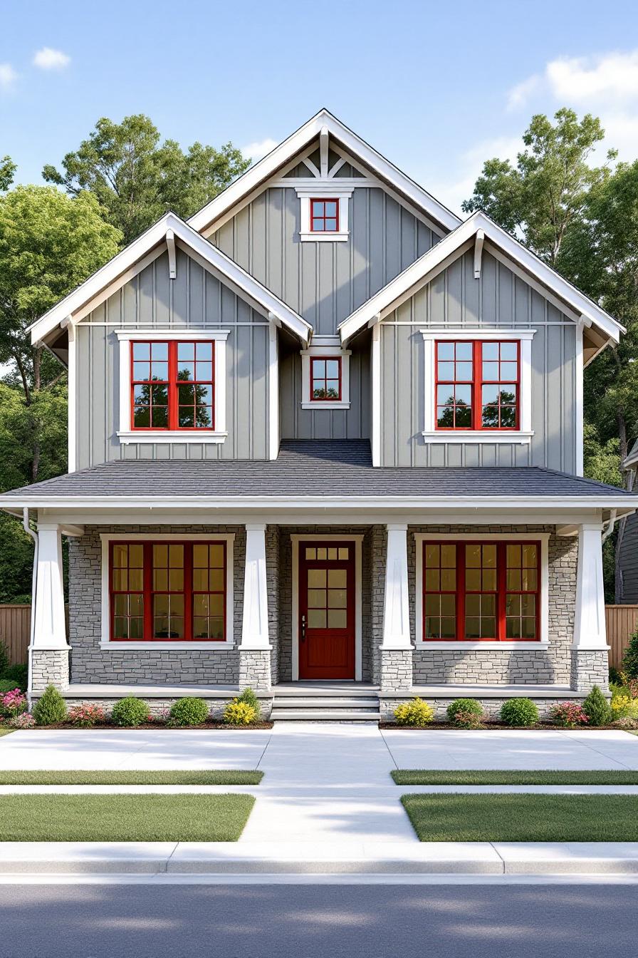Charming craftsman home with striking red accents