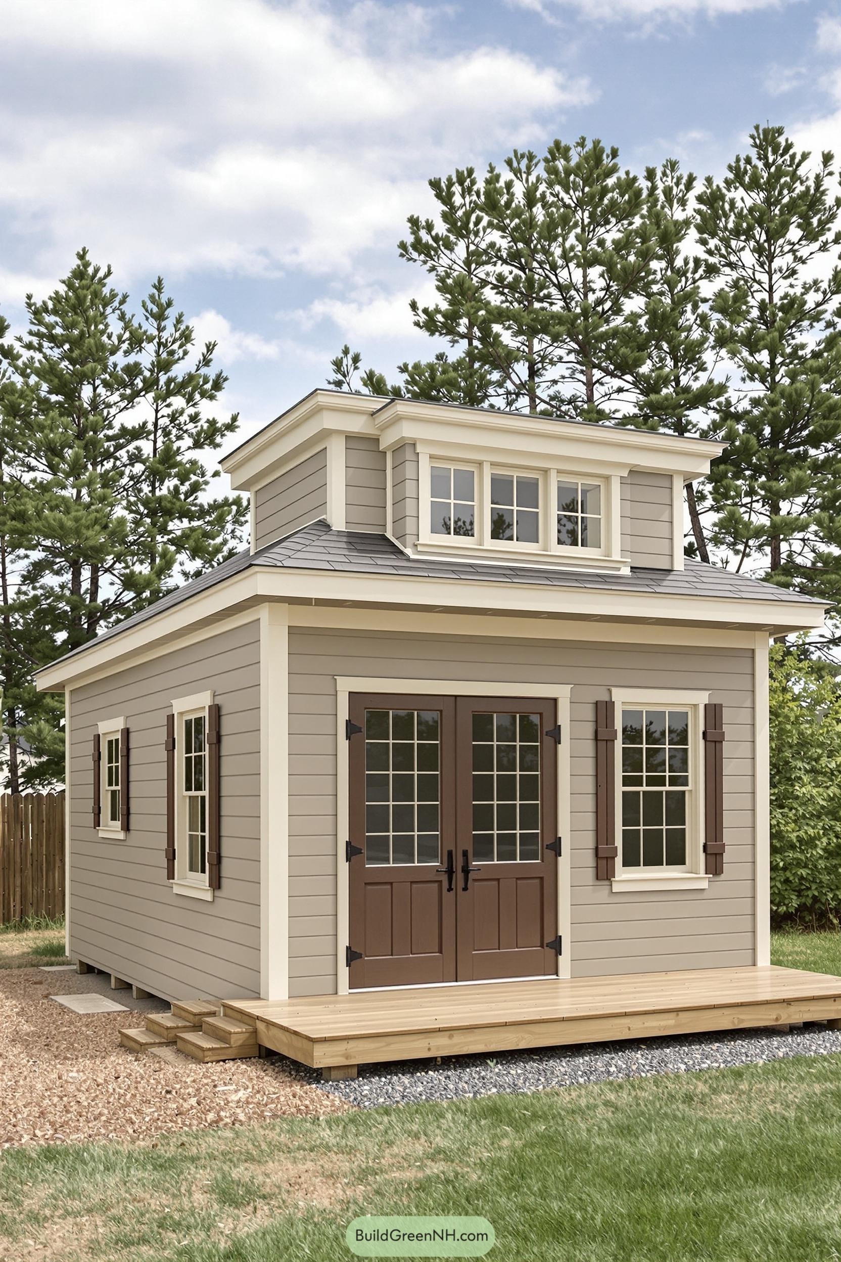 Charming wooden shed with double wooden doors