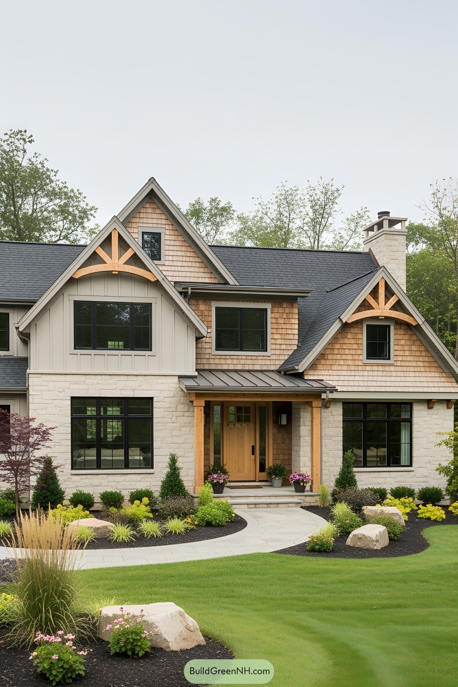 Rustic house with stone and wooden elements