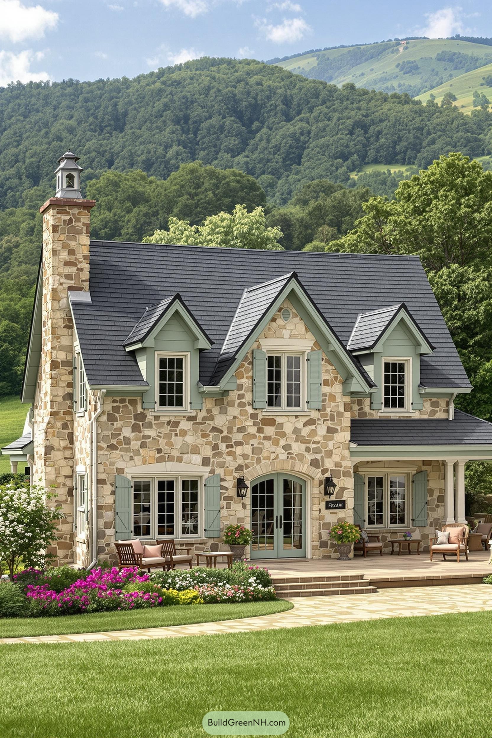 Charming stone house with a lush garden