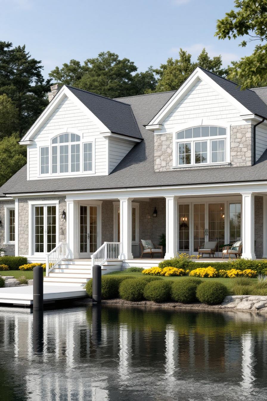 Charming two-story house with a lakeside view