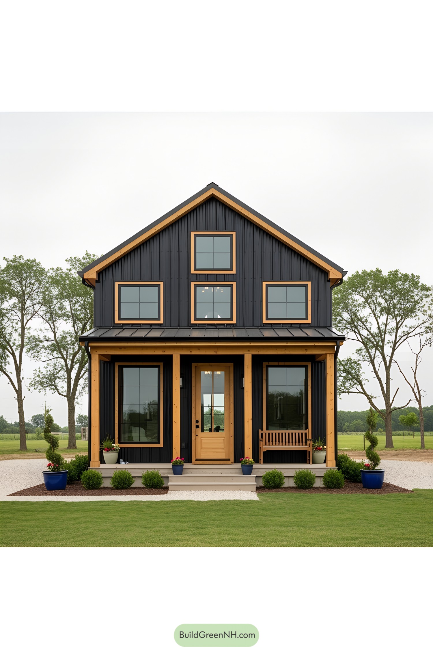 Stylish small house with wooden accents