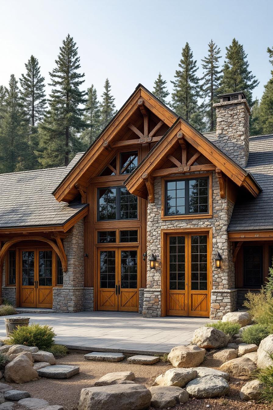 Charming stone and wood cabin nestled in the forest