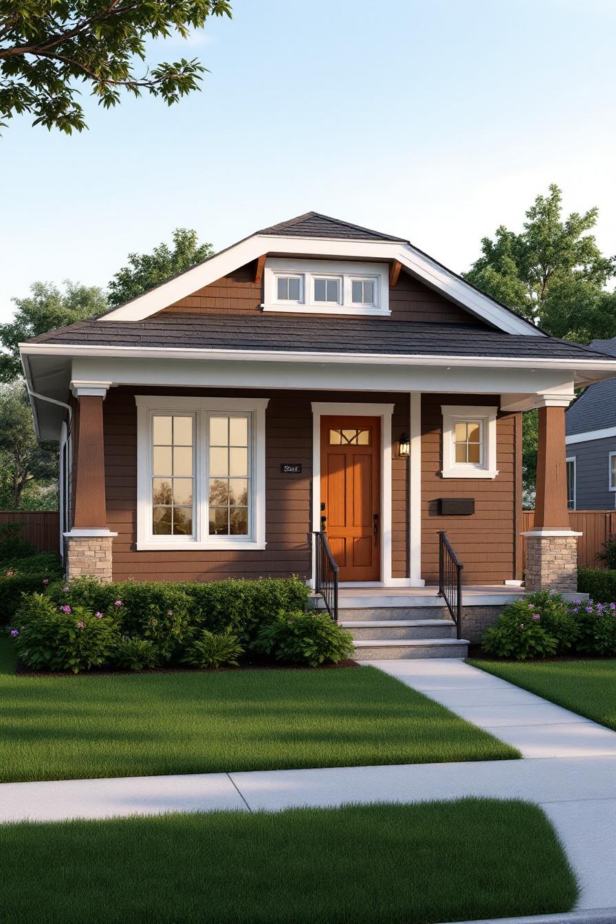 Classic bungalow with a wooden porch