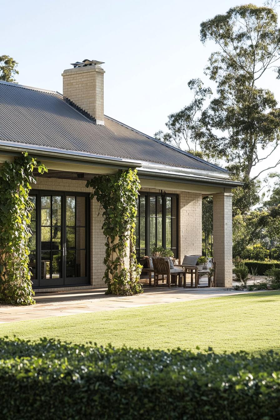 A charming country house with a lush green lawn
