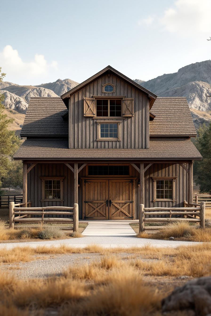 Charming wooden barn in a mountain setting