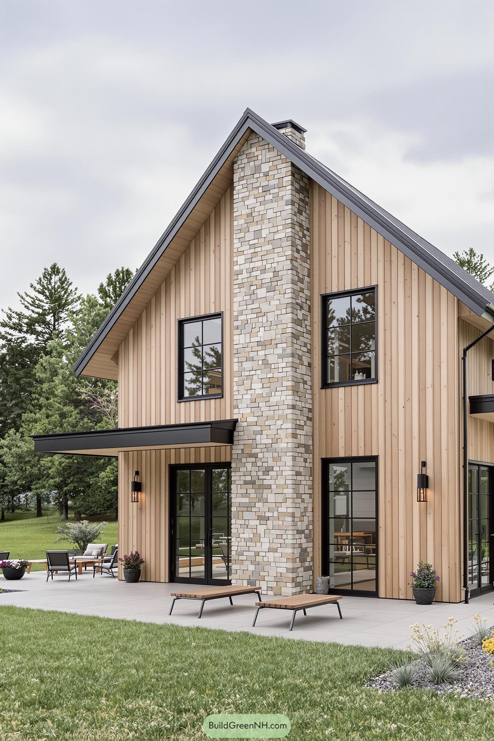 Charming Scandinavian barn house with stone chimney