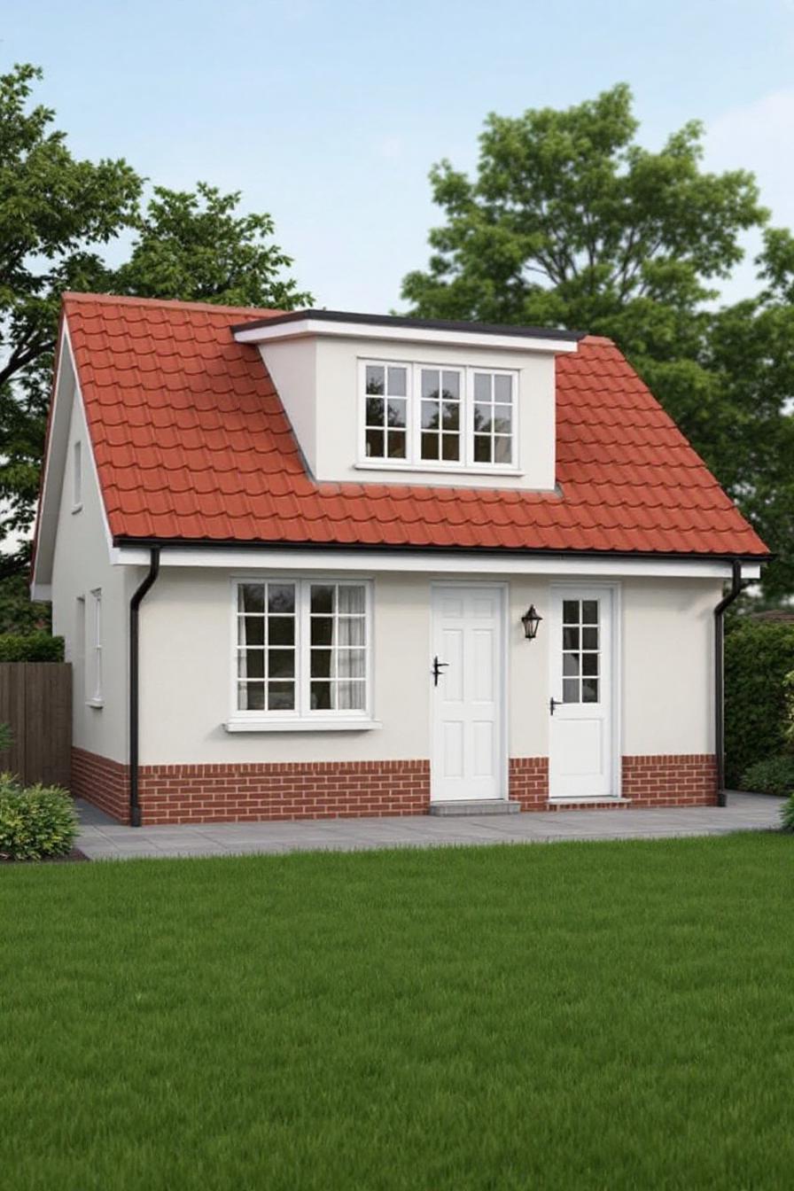 Charming Dormer Bungalow with Red Roof and Lawn