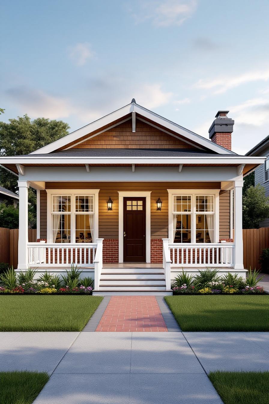 Charming bungalow with a wooden facade and bright windows