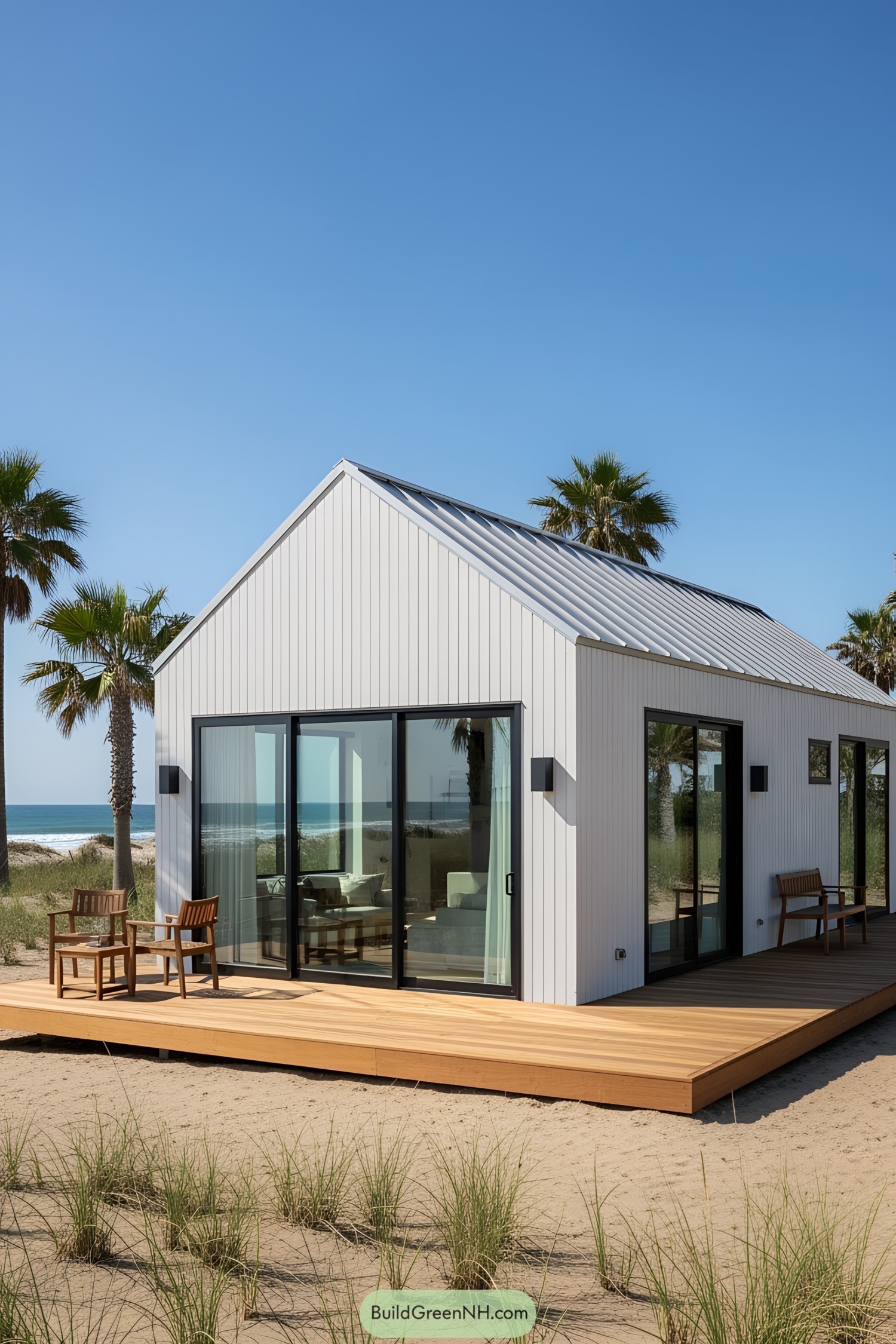 Modern beach bungalow with ocean view