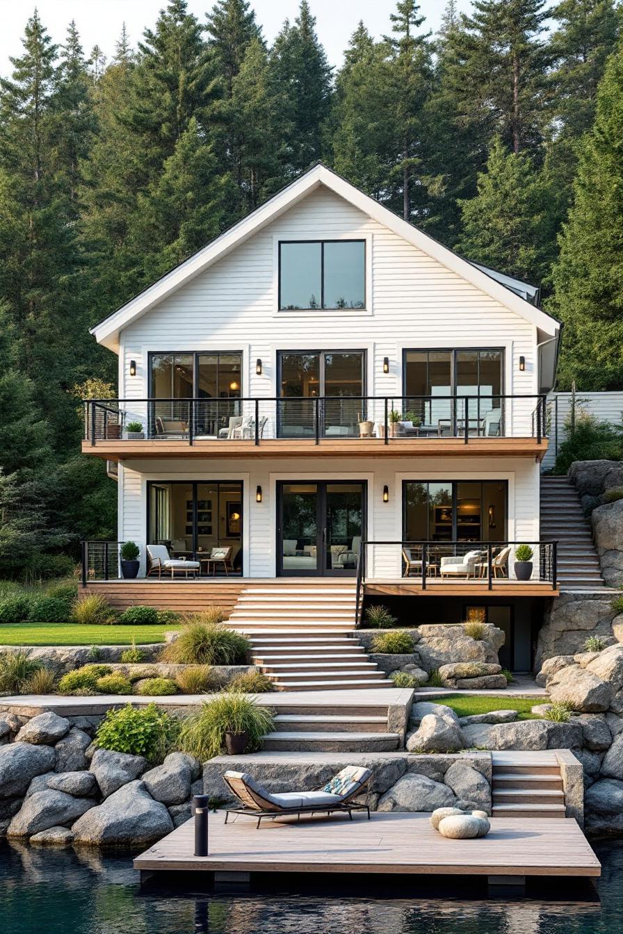 Elegant lakeside home with large deck and scenic views