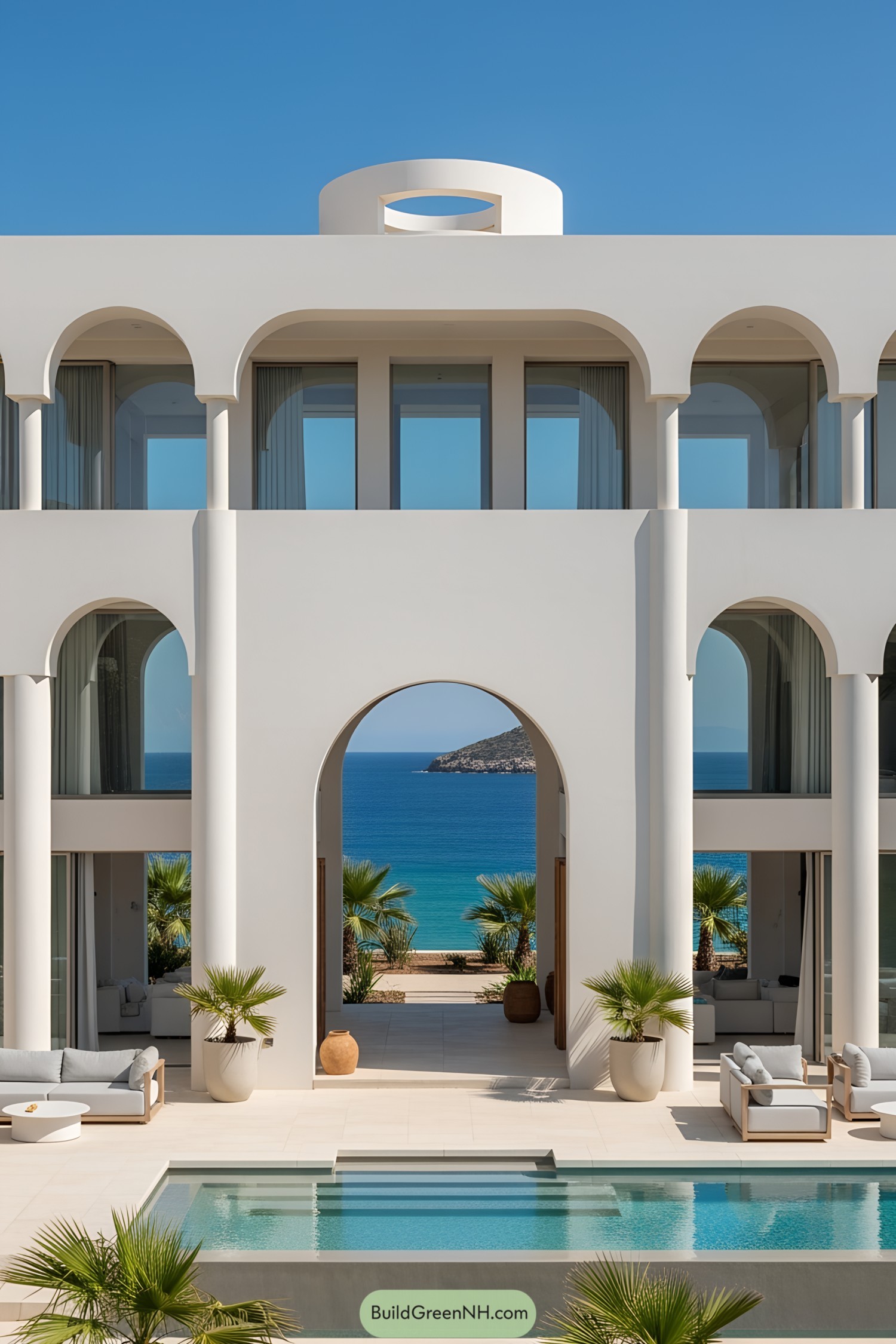 Luxury Mediterranean beach house with ocean view