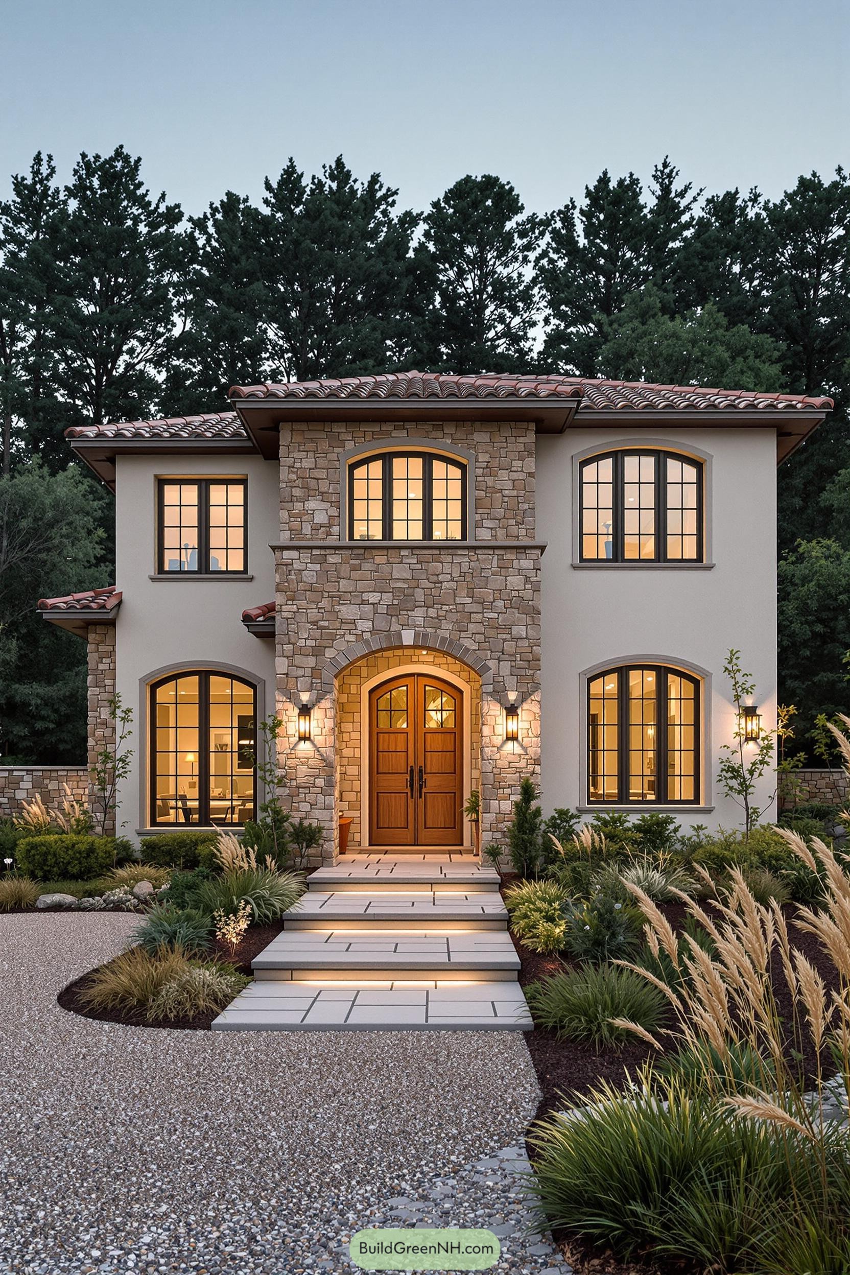 Charming Tuscan house with arched windows and stone facade