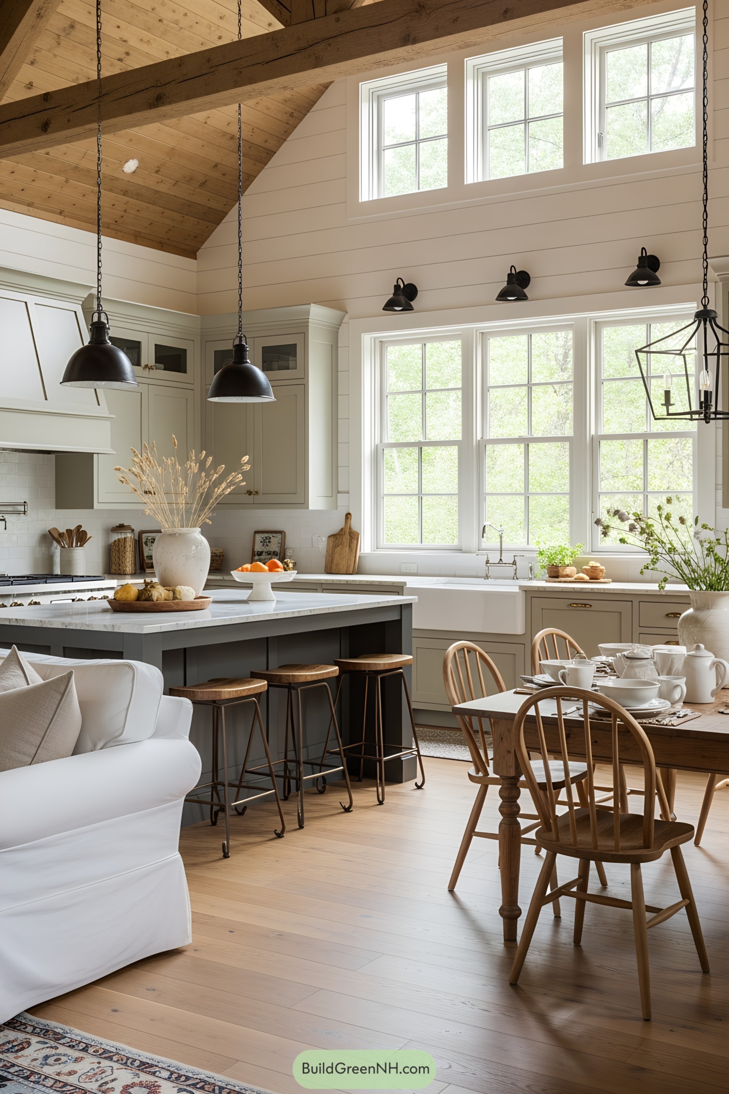 Bright kitchen with rustic wood elements and natural light