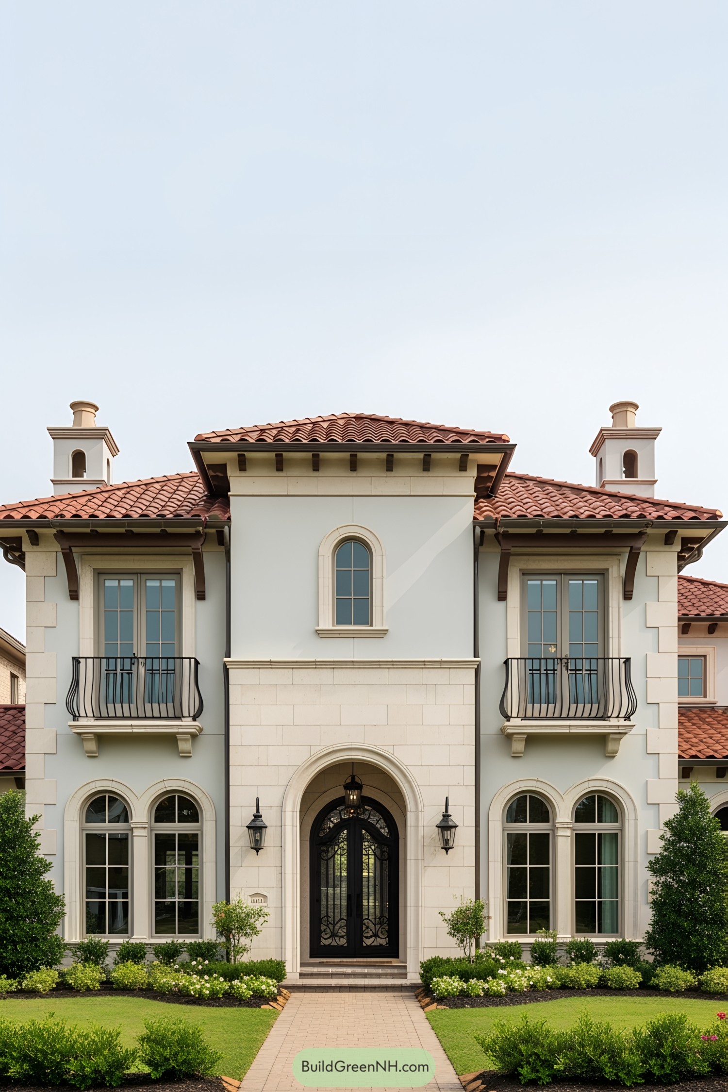 Luxurious Mediterranean-style villa with elegant balconies