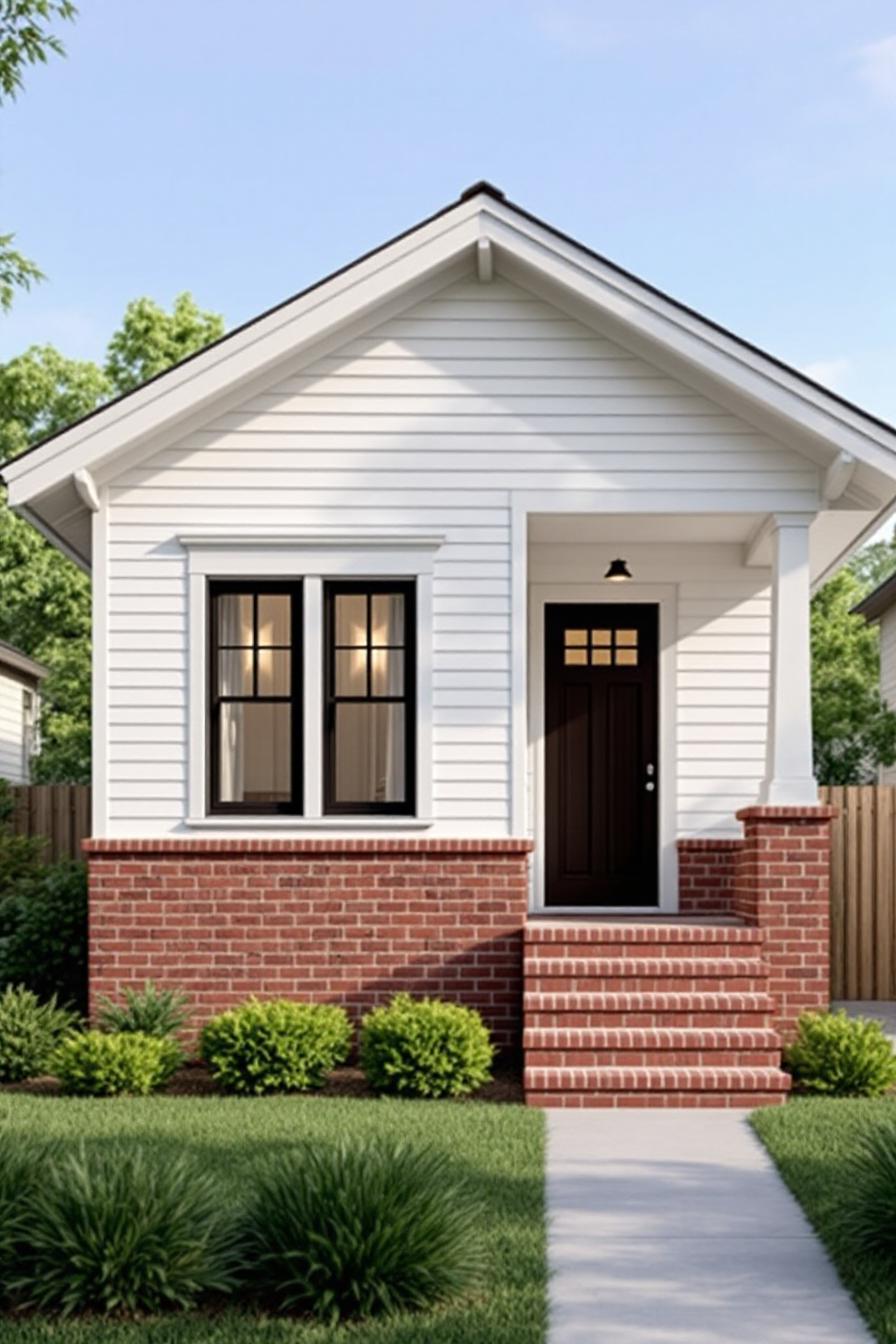 White and Red Brick Bungalow Entrance