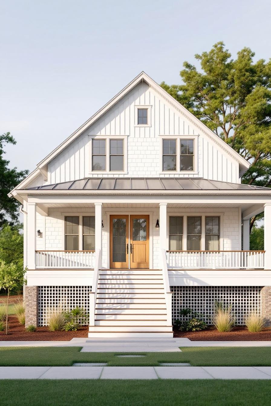 Charming white house with a welcoming porch