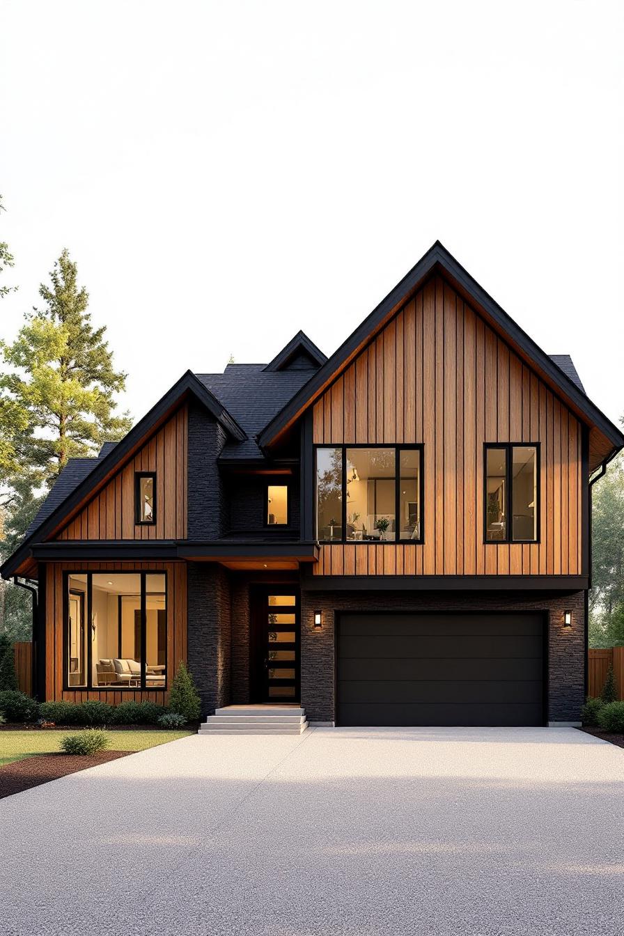 Stylish dormer bungalow with wood and brick facade