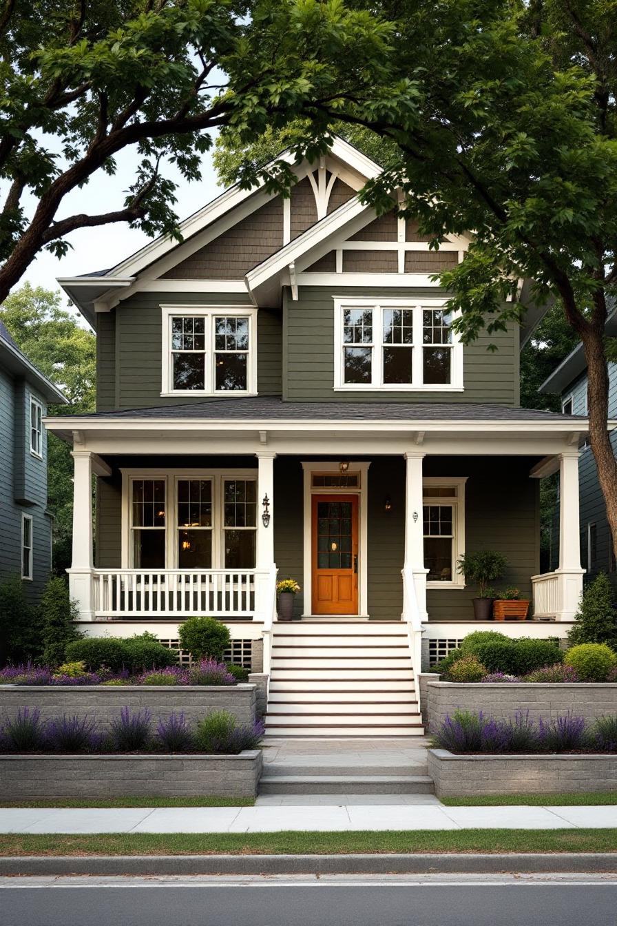 Charming Craftsman-style house with lush garden