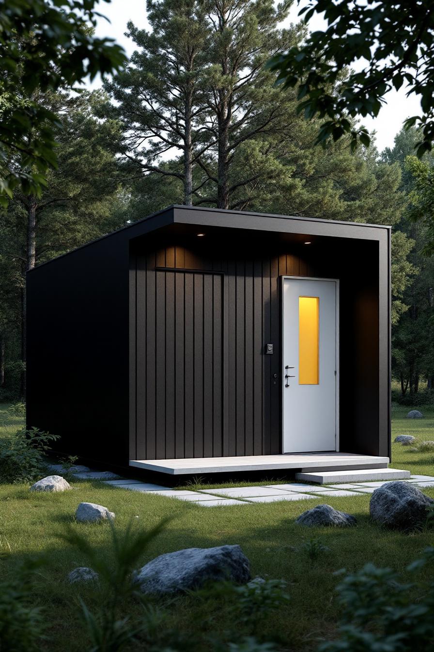 Tiny modern house nestled in a forest clearing