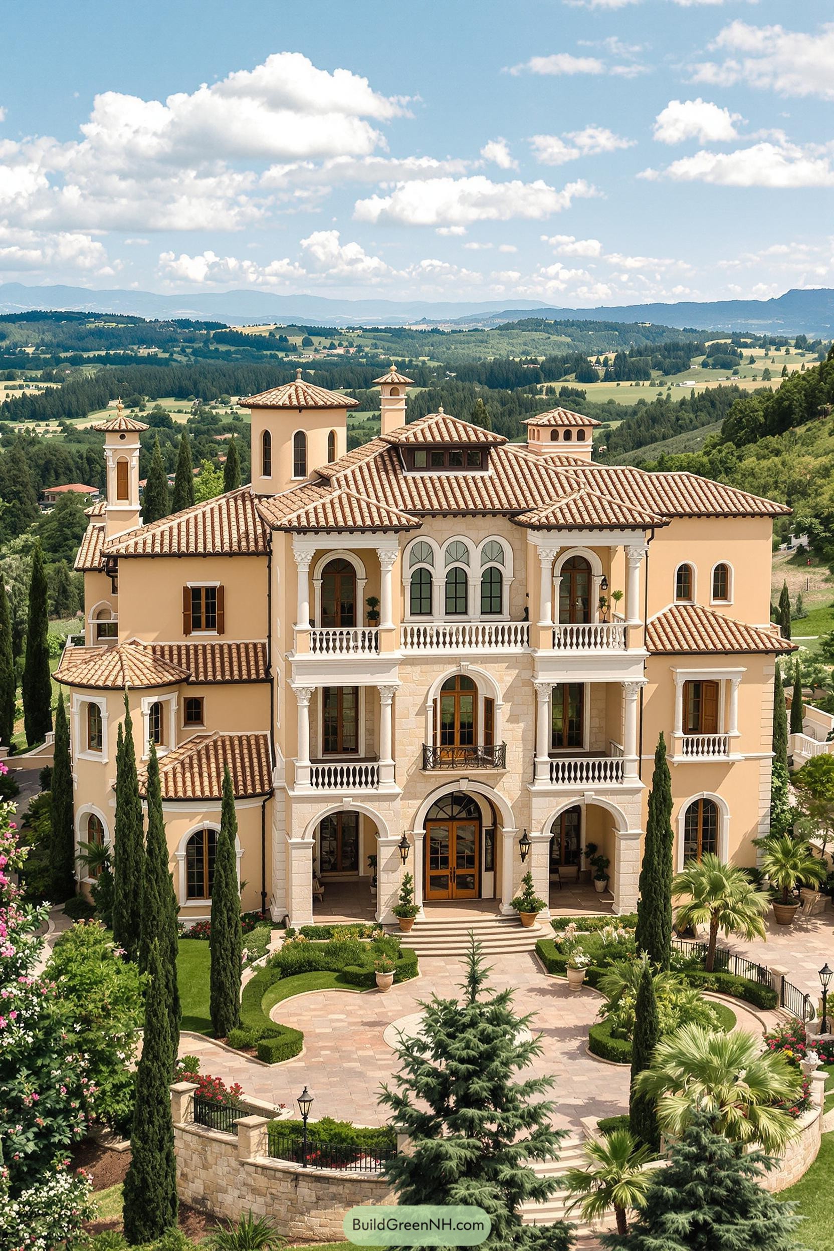 A grand Tuscan mansion with beautiful gardens
