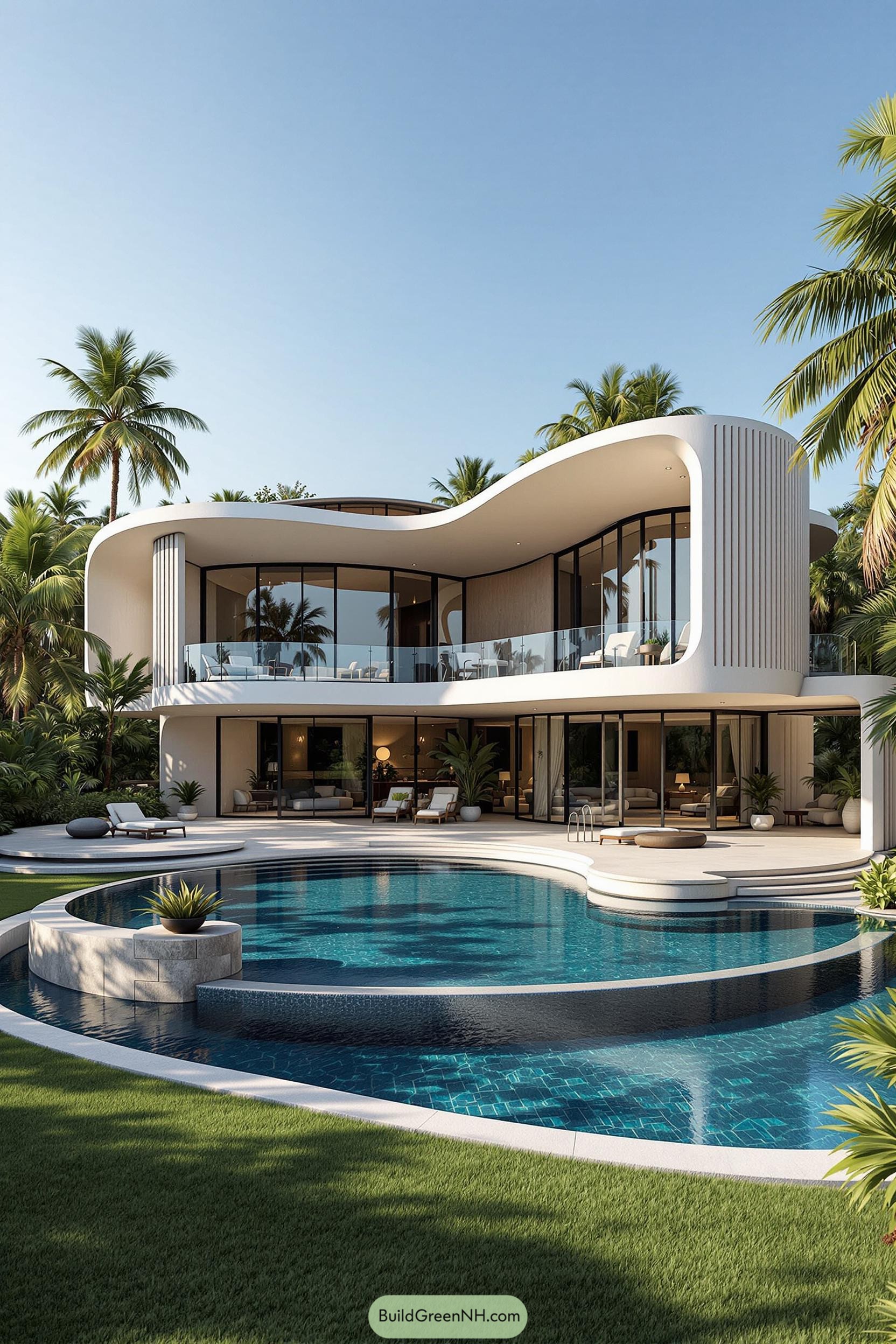 Luxury tropical mansion with modern design and pool