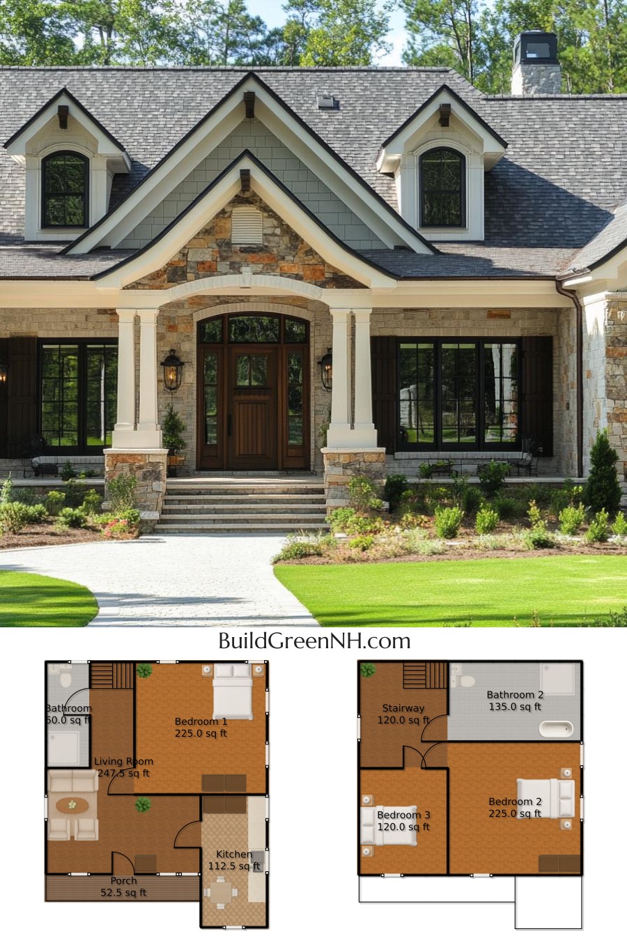 Storybook Stone Residence with Verdant Views: Cottage House Floor Plans