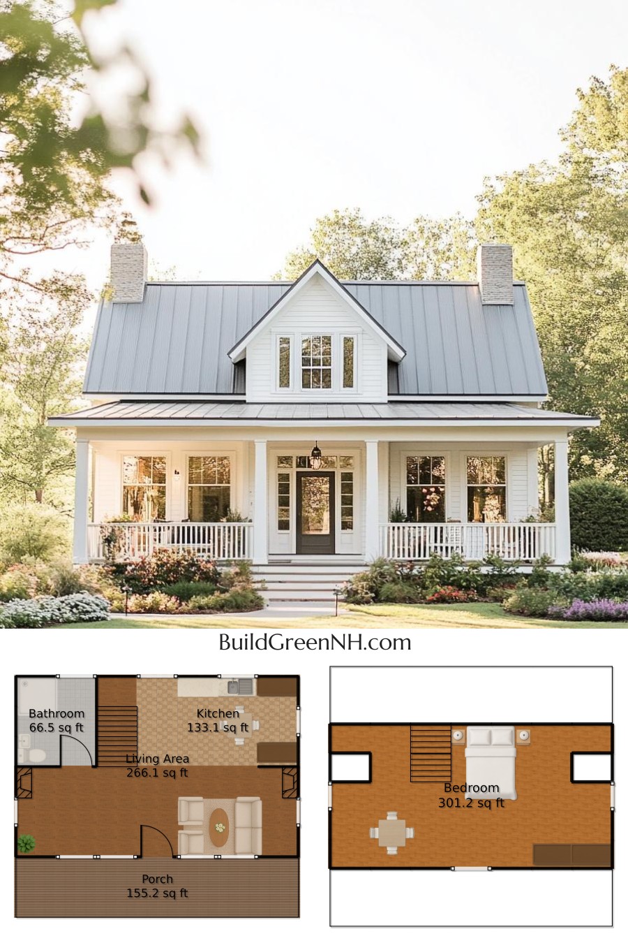 Quaint Porch Paradise with White Pizzazz: Cottage House Floor Plans