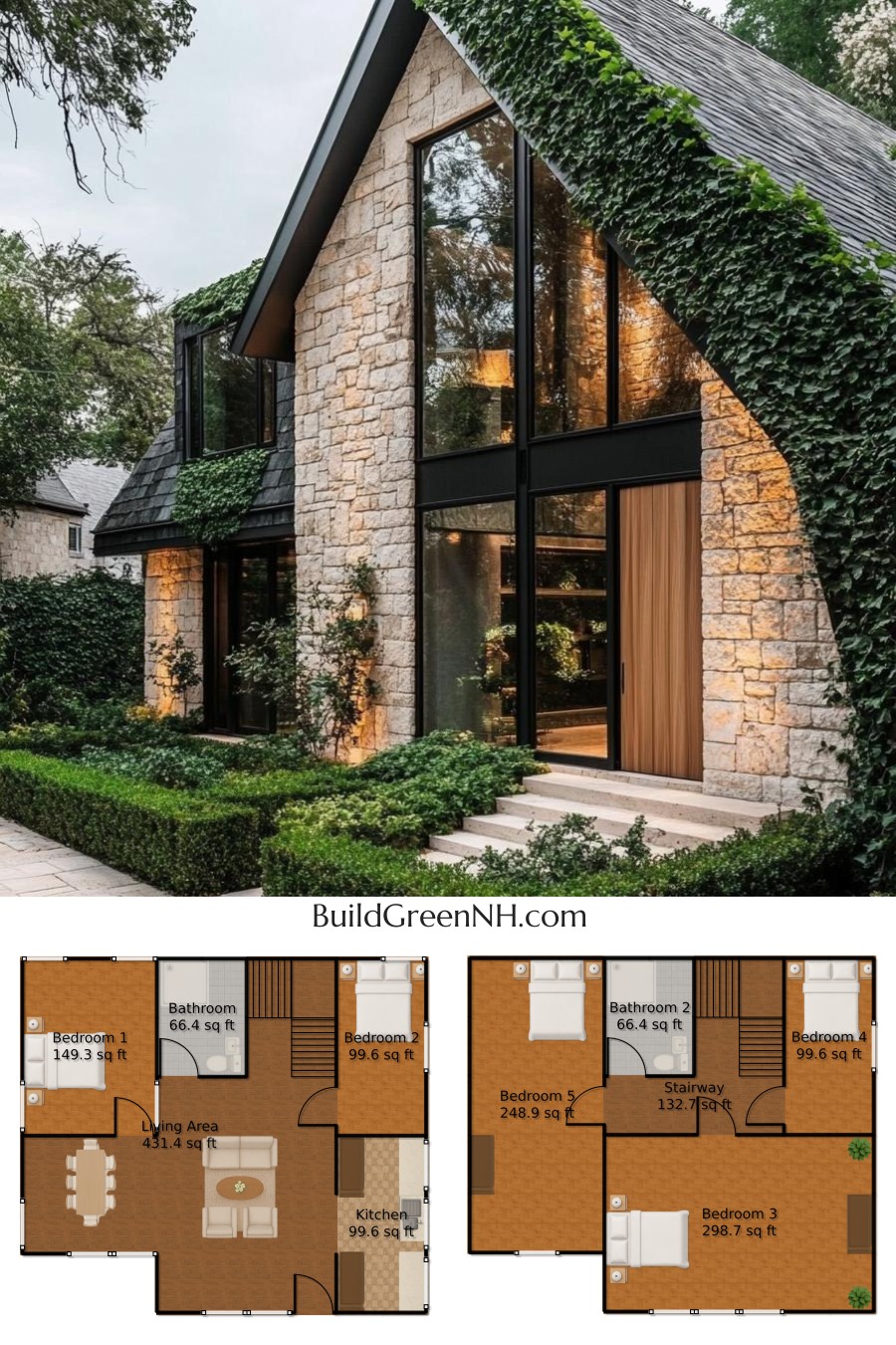 Green Ivy-Clad Dreamhouse: Cottage House Floor Plans