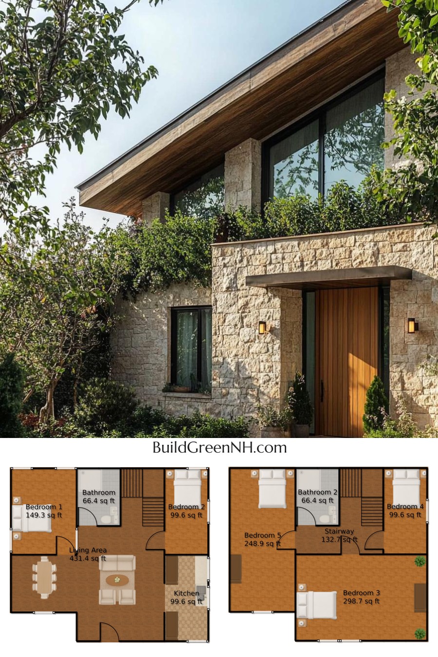 Stone Facade Surrounded by Lush Foliage: Cottage House Floor Plans