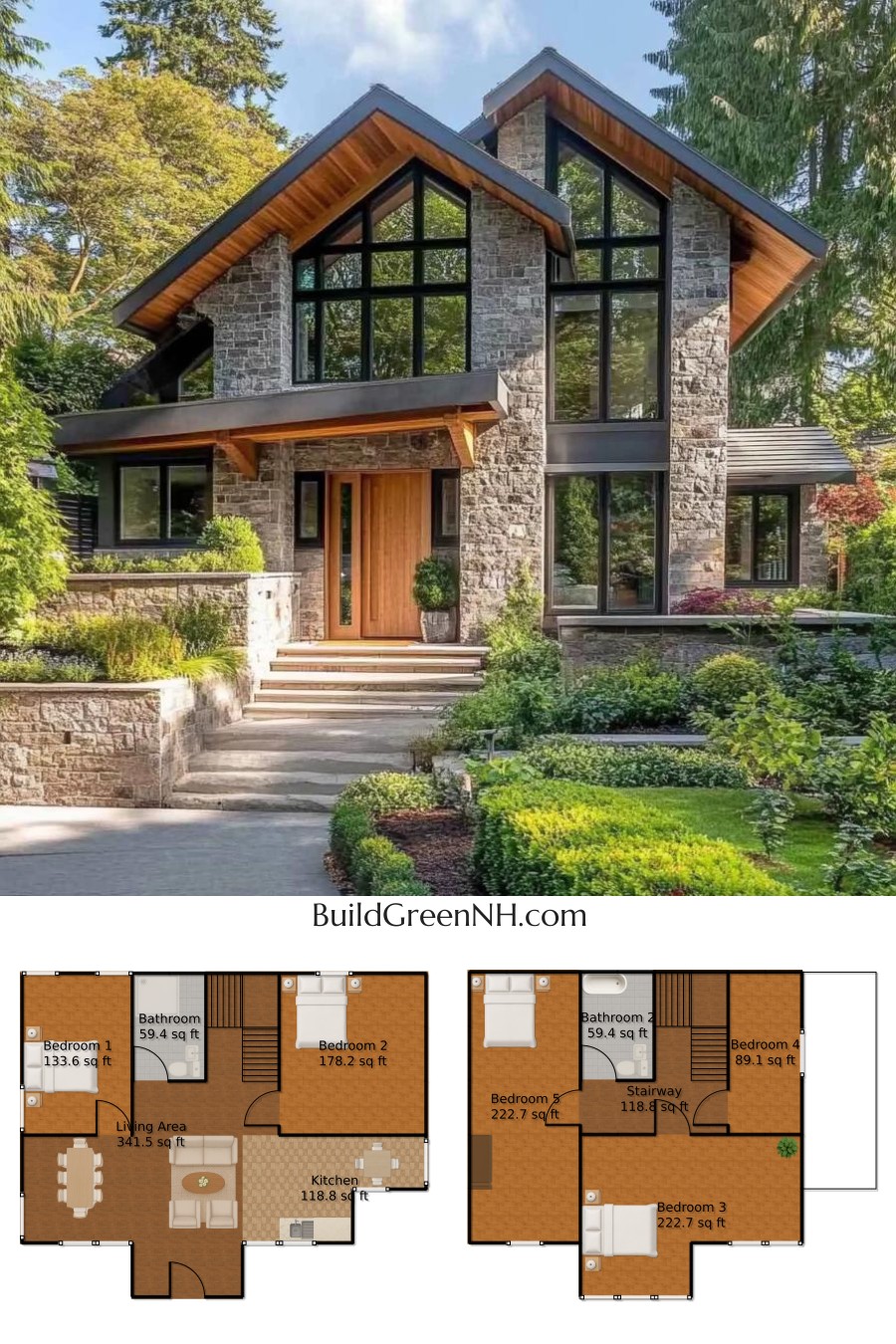 Stone and Glass Majesty Amongst the Firs: Cottage House Floor Plans
