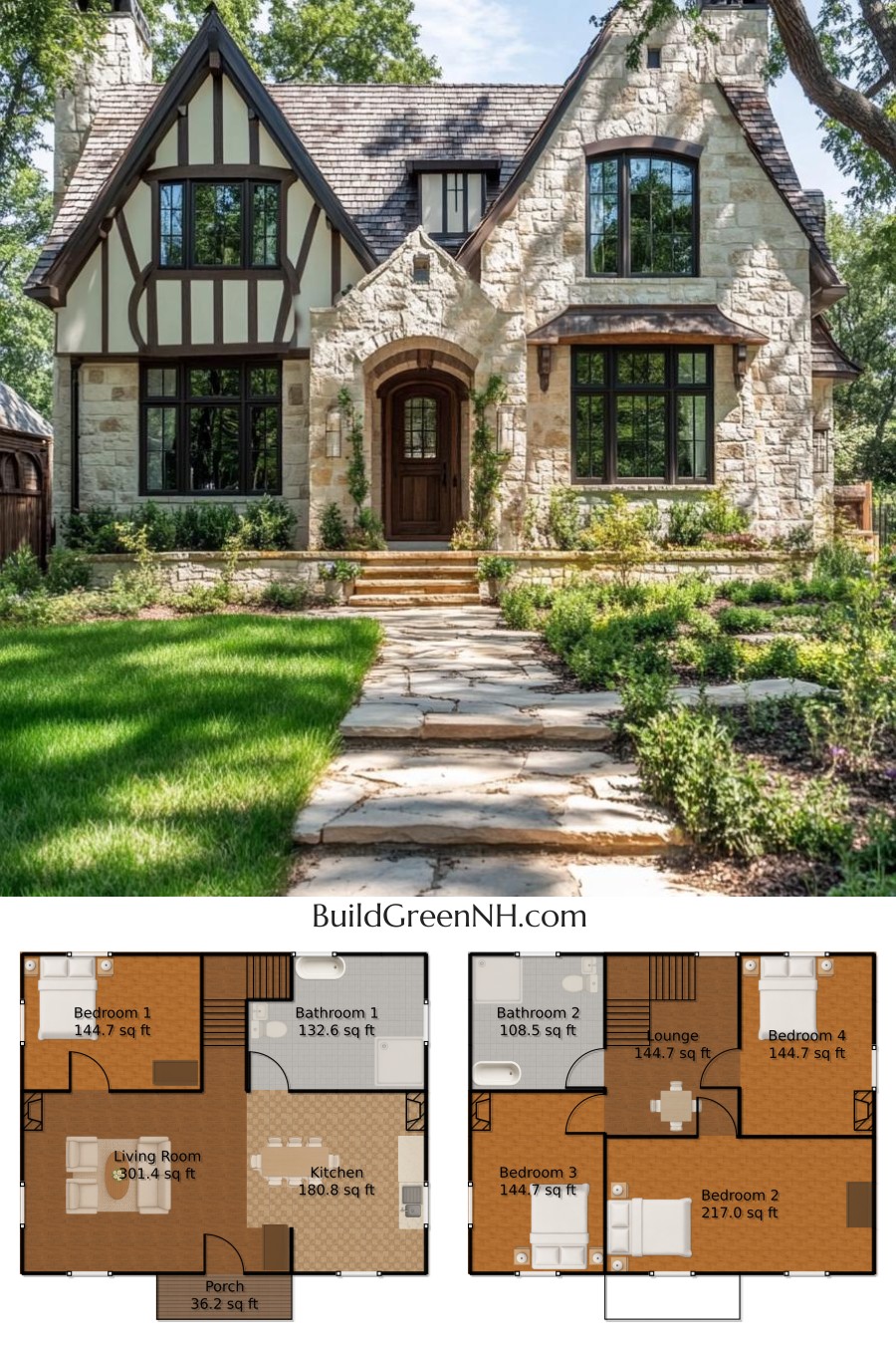 Fairytale Facade with a Modern Flair: Cottage House Floor Plans