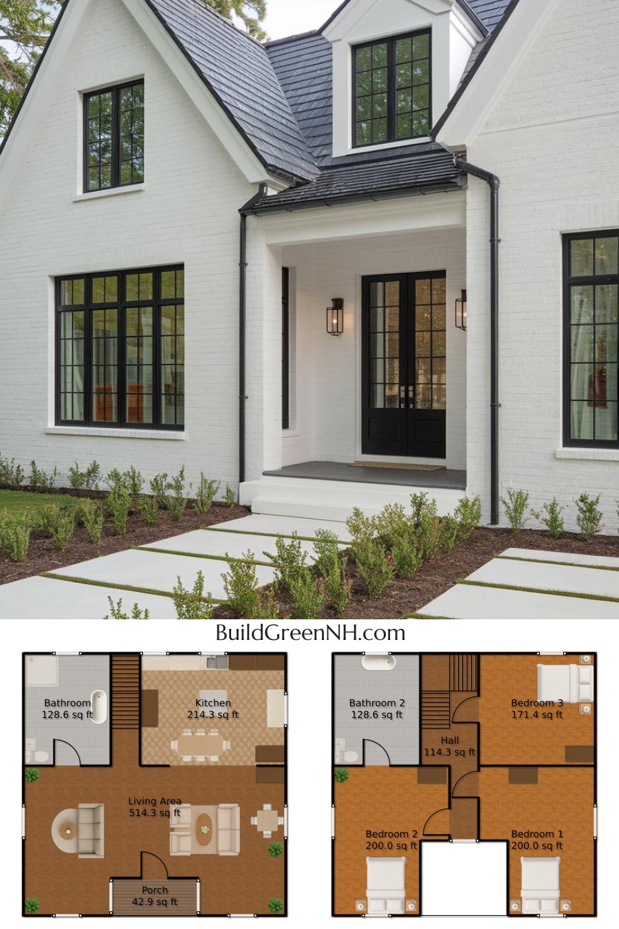 Crisp Black and White Bungalow in a Lush Setting Floor Plan